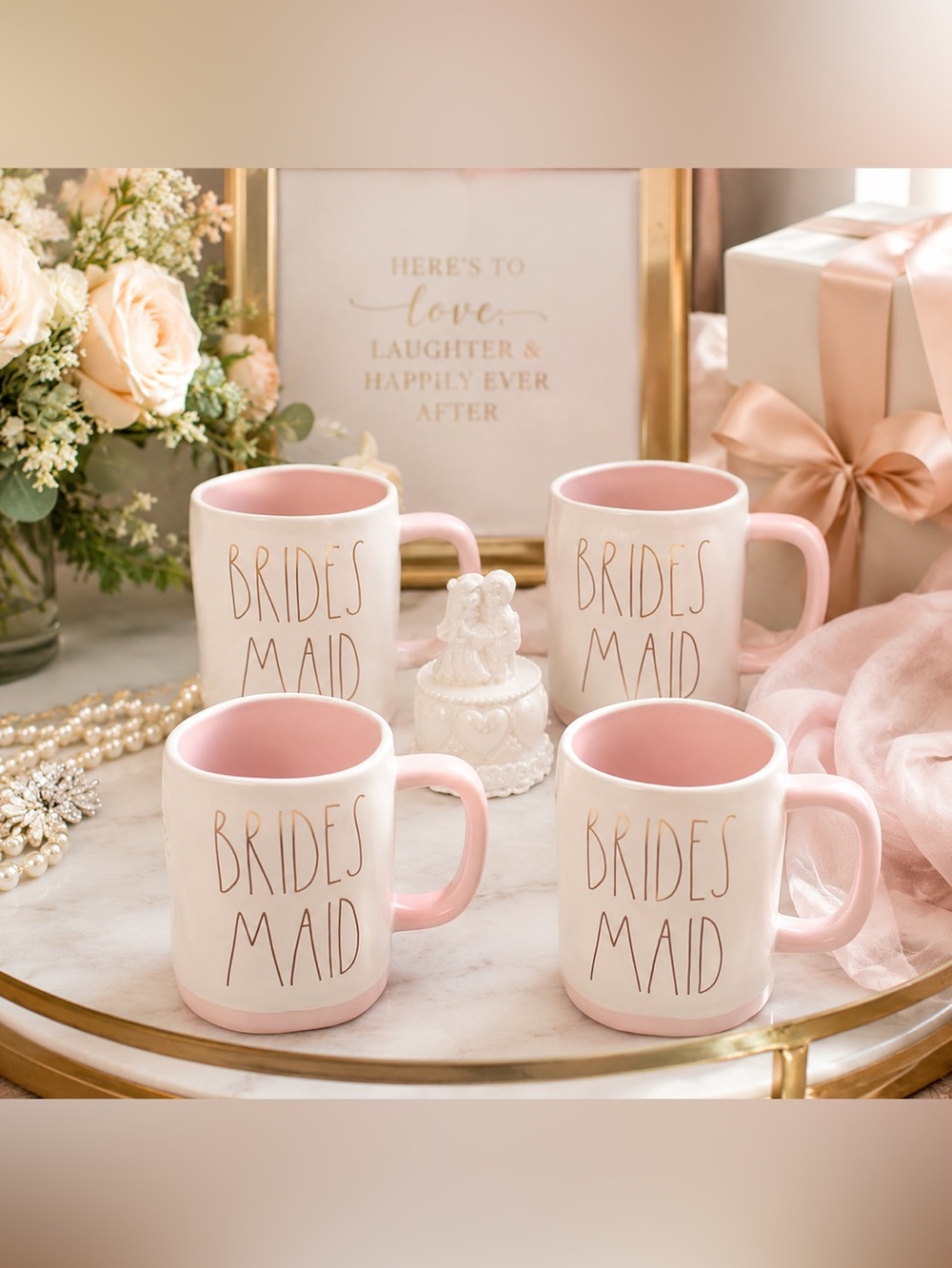 Rae Dunn Bridesmaid Mug Set of 4 | Bridal Shower Gift | Wedding Party Decor